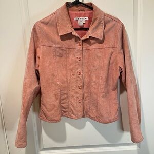 Women's Pink Suede leather Jacket